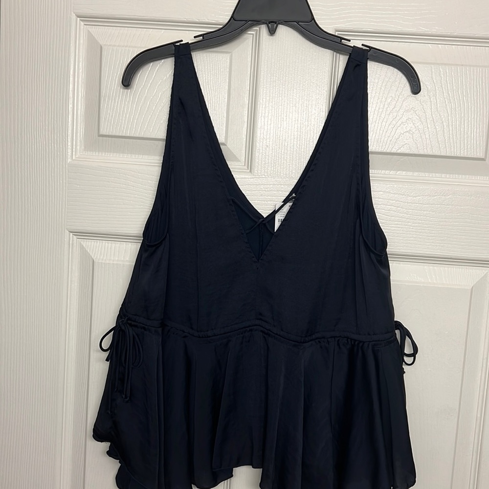 Free People satin babydoll top with adjustable tie sides